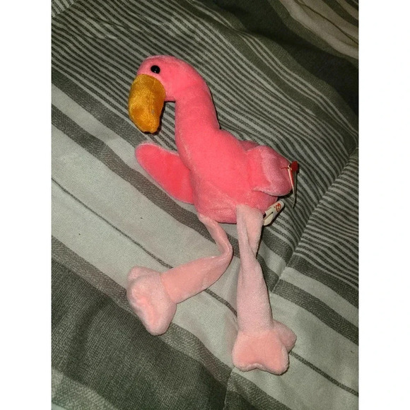 Ty Beanie Original Babies Pinky Flamingo Soft Stuffed Plush Toy - Picture 2 of 4